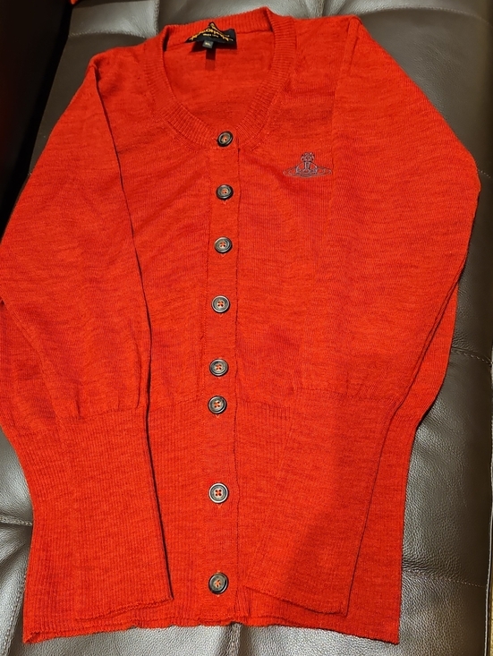 Vivienne Westwood Sweaters - VIVIENNE WESTWOOD RED V-NECK/BUTTON CARDIGAN SIZE XL